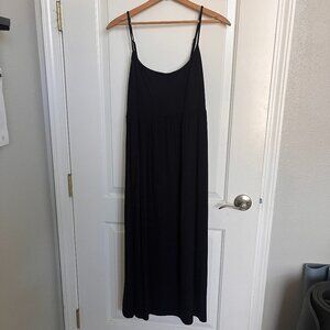 Old Navy Black Spaghetti Strap Midi Dress Empire Waist- Women's Large